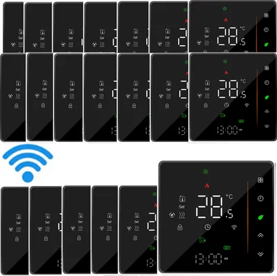 Obrázek produktu pro WiFi Digitální pokojový termostat LCD Termostat pro 16A elektrické podlahové vytápění Týdenní programovatelný nástěnný termostat Podpora mobilní aplikace APP/hlasové ovládání Kompatibilní s Alexa/Google