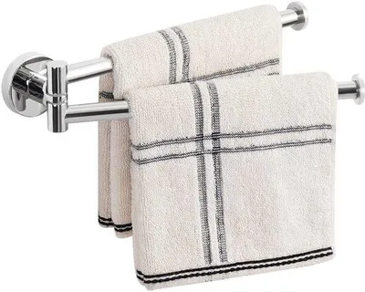 Obrázek produktu pro Držák na ručníky Unyqoos® do kuchyně – 2 otočné rameno, 23 cm, nerezová ocel SUS304, leštěná, nástěnný držák na utěrky a ručníky