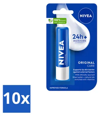 Image de 10 baumes à lèvres Nivea Original - Pack économique - 10 pièces