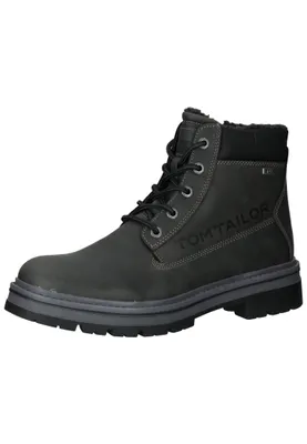 A single gray men's boot is shown against a white background.