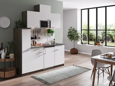 Produktbild von Küche Küchenzeile Singleküche Eiche York Weiß Oliver 180 cm Respekta