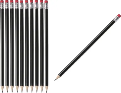 Produktbild von 100 Bleistifte mit Radierer / HB / ohne Herstellerlogo / Farbe: lackiert schwarz