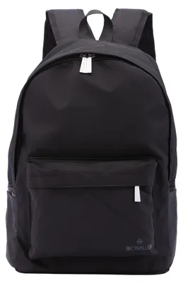 Image de Sac à dos B Cavalli noir unie en cuir véritable avec fermeture éclair 42x30x13 cm Black B UNICA