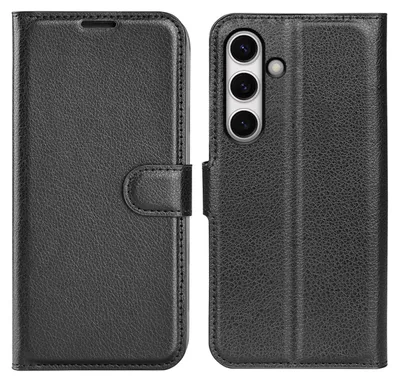 Obrázek produktu pro Pro Samsung Galaxy S24 FE Smart mobilní telefon pouzdro černé pouzdro umělá kůže kryt kniha pouzdro