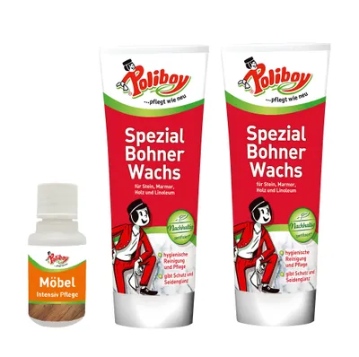 Produktbild von Poliboy 2er Spezial Bohner Wachs (Neutral) - inkl. Möbel Pflege Probe - Inhalt 500 ml, Reinigung & Pflege - 6325001