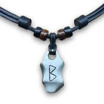 Produktbild von HANA LIMA | Leder Halskette Berkana Rune Wikinger Kelten Kette Schmuck Herren Damen Schmuck