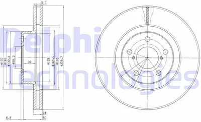 Produktbild von 2x DELPHI Bremsscheibe BG2827C für SUBARU FORESTER (SG) FORESTER (SH) BRZ Coupe