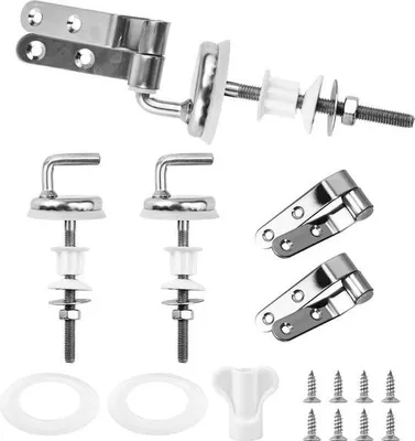 Produktbild von 7-teiliges Set bestehend aus WC-Sitz, Montagesatz, WC-Deckel, Ersatzteilen, WC-Sitz, Ersatzteilen, WC-Sitz, Scharnier, Ersatzteilen, WC-Deckel, Edelstahl, Scharnieren für WC-Deckel