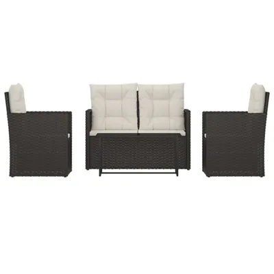 Immagine prodotto di vidaXL Set da salotto da giardino 4 pezzi con cuscini in polirattan nero