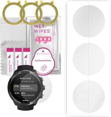 Produktbild von apgo 3 Stück Schutzfolie, klar, kompatibel mit Suunto 9 Baro Smartwatch, Hydrogel Displayschutzfolie mit Positionierhilfe, Displayfolie, robust und kratzfest