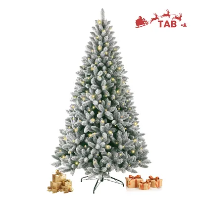 Produktbild von Künstlicher Weihnachtsbaum Schneebaum 180 cm, PVC mit 989 dichten Spitzen,46 Zweige,realistischer Tannenbaum mit stabilem Metallständer, Christbaum