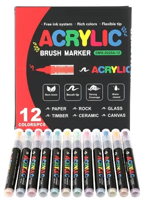Immagine prodotto di Pennarelli a base di acrilico in 12 colori, ideali per progetti creativi