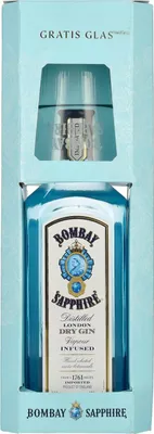Image de Bombay SAPPHIRE London Dry Gin 40% Vol. 0,7l en boîte cadeau avec Verre