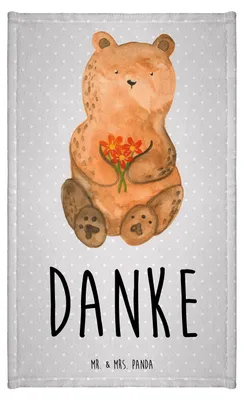 Produktbild von Mr. & Mrs. Panda Handtuch Gäste-WC Bär Dankbar - Grau Pastell - Geschenk, Danke, gäste wc, Gästetuch, Frotteetuch, Klein, Dankeschön, Blumen, Teddy