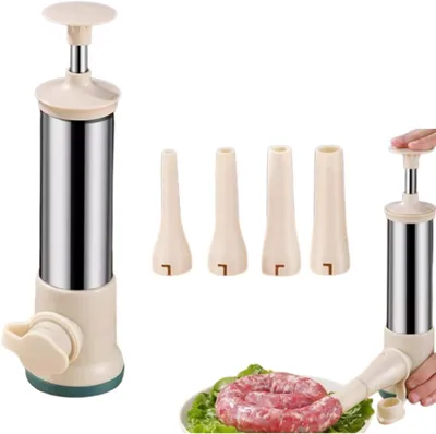 Produktbild von Manuelle Wurstfüllmaschine, Wurstmaschine, Wurstabfüller, praktischer Wurstmacher und 4 Abfüllrohre