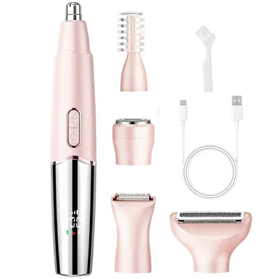 Produktbild von 5-in-1 Damen Rasierer & Epilierer, wasserdicht, 5 Wechselköpfe, 3 Stufen, 60 Min Laufzeit, Schnellladung 1h, für Gesicht & Körper – Rosa