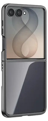 Produktbild von Avizar, Hülle für Galaxy Z Flip 8 Gelenkig mit Ösen & Chromrand, Schwarz / Transparent
