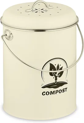 Image de Poubelle de cuisine Gft - 5,5 litres, avec 2 filtres à charbon - Couvercle - Anse - En métal - Poubelle de comptoir pour déchets organiques - Disponible en plusieurs couleurs