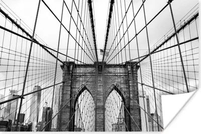 Produktbild von MuchoWow® Poster Brücke - Architektur - Schwarz - Weiß - USA 90x60 cm - Schlafzimmer