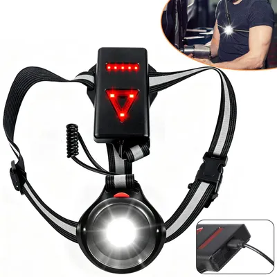 Produktbild von Lauf Brustlampe mit 90° Verstellbarem Lichtwinkel, USB Aufladbar Wasserdicht Brustleuchte für Nachtlauf