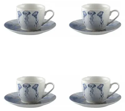 Produktbild von Kaffeetassen mit Untertassen „Meduse“ – 4er-Set