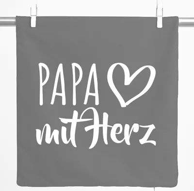 Produktbild von Huuraa Kissenbezug Papa mit Herz 40x40cm Steel Grey Baumwolle Dekokissenbezug Geschenkidee
