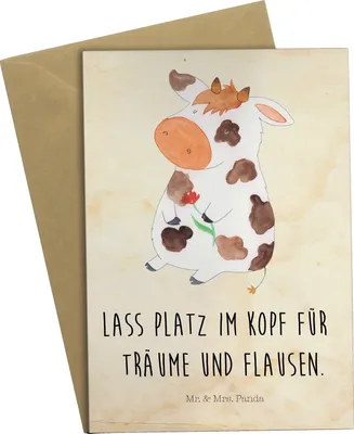 Produktbild von Mr. & Mrs. Panda Grußkarte Kuh - Vintage - Geschenk, Magie, weihnachtskarten, Milch, Kühe, hochzeitskarten, osterkarte, dankeskarten, einladungskarten, Hof, Bauernhof