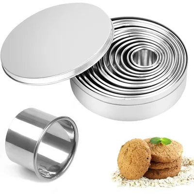 Produktbild von Ausstechformen Ausstecher Keksausstecher - Edelstahl - 12 Stück - Rund - 2,4 cm bis 11,2 cm - Mit Aufbewahrungsbox