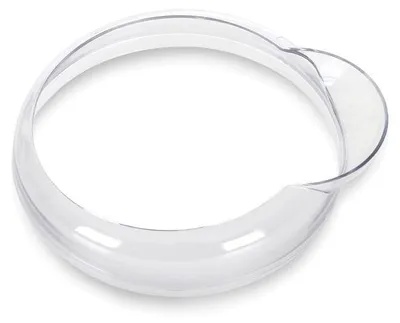 A clear plastic ring, likely a lid or part of a kitchen appliance, is shown against a white background.