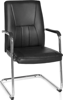 Produktbild von hjh OFFICE Freischwinger mit Armlehnen TILA V Kunstleder Stuhl für Büro Zuhause, Besucherstuhl Schwingstuhl bis 110 kg belastbar