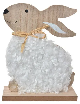 Immagine prodotto di Clayre & Eef figura decorativa coniglio 14x5x17 cm legno bianco marrone
