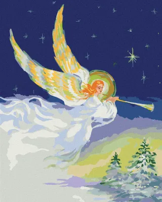 Produktbild von Zuty - Malen nach Zahlen - WEIHNACHTSENGEL MIT GOLDENEN FLÜGELN, 40x50 cm, ohne Keilrahmen