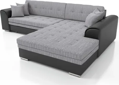 Produktbild von Couchgarnitur SARRA Schwarz- Grau mit Schlaffunktion Ottomane Rechts