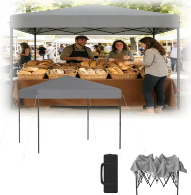 Produktbild von XINZI Pop-Up Pavillon 3x3m Faltpavillon, wasserdicht & UV-Schutz, Ein-Knopf-Schnellaufbau, 3-stufig höhenverstellbar, Silbergrau (ohne Seitenwände)