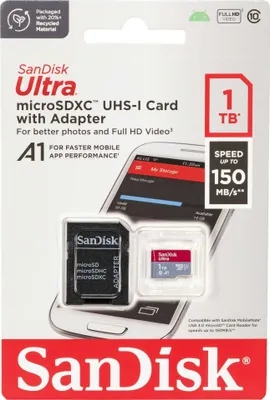 Produktbild von SanDisk Ultra microSDXC A1 1TB 150MB/s Adapt.SDSQUAC-1T00-GN6MA