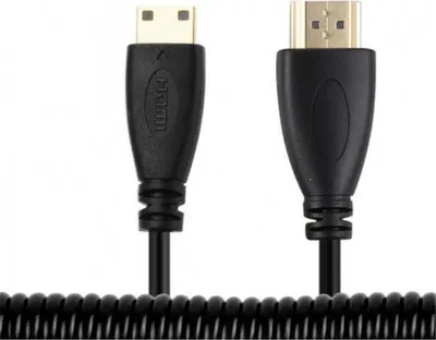 Produktbild von System-S Mini HDMI Stecker zu HDMI Standard Stecker Kabel Spiralkabel 50-80 cm