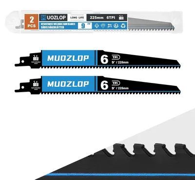 Zdjęcie produktu dla Piły tarczowe do piły szabrowej, węglik spiekany, 225 mm, 6 zębów na cal, do cięcia drewna, tworzyw sztucznych oraz drewna z gwoździami, 2 sztuki