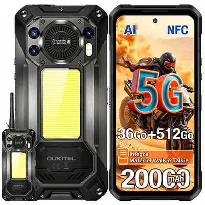 Image de OUKITEL WP61 Plus Smartphone 5G 512Go 20000mAh 6,8'' FHD+ Talkie-Walkie DMR 2W Téléphone portable 120Hz 108MP Android 16 NFC / Lampe de camping
