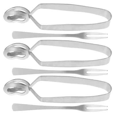 Produktbild von 3 Stück Schneckenzangen Edelstahl Lebensmittelzange Gabel Rostfrei Servierbesteck für Küche und Outdoor