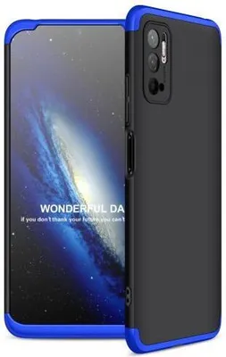 Produktbild von 360 Grad-Case Redmi Note 10 Pro mit 2.5D Glas - Farbe: Schwarz & Blau - Modellkompatibilität: Für Xiaomi Redmi Note 10 5G