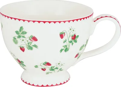 Image de Tasse à thé Greengate BERRY blanche avec fraises Tasse en porcelaine 400 ml