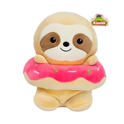 Produktbild von Kawaii Plüsch Faultier mit Donut Pink Plüschtier Stofftier Kinder
