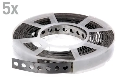 Immagine prodotto di Nastro perforato Alberts 851910, con o senza cassetta di srotolamento, acciaio inossidabile, larghezza 17 mm, lunghezza 10 m, set da 5 pezzi