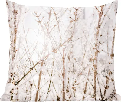 Produktbild von MuchoWow® Zierkissen Sofakissen Wohnzimmer Dekokissen 45x45 cm Winter - Äste - Eis - Schlafpolster - Polster für das Sofa