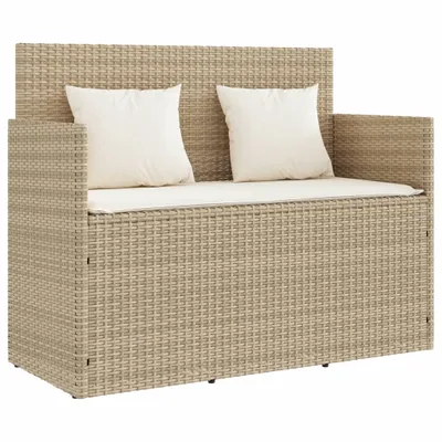 Obrázek produktu pro vidaXL Zahradní lavička s polštáři béžová Poly Rattan