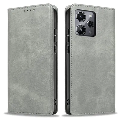 Produktbild von Handyhülle für Xiaomi Redmi 12 Kunstleder Flip Cover Hülle Klapphülle Case Kartenfach Farbe: Grau