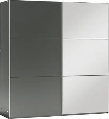 Produktbild von Schwebetürenschrank Vago 150, 2 Türen Kleiderschrank mit 1 Spiegel, Moderne Garderobe, Schrank in Größe: 151 x 215 x 65 cm