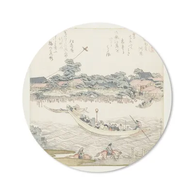 Produktbild von MuchoWow® Mauspad Mousepad Das Flussufer des Onmaya - Gemälde von Katsushika Hokusai 40x40 cm - Mousepads - Maus Mat - Pad - Mausunterlage - Schreibtisch Accessoires
