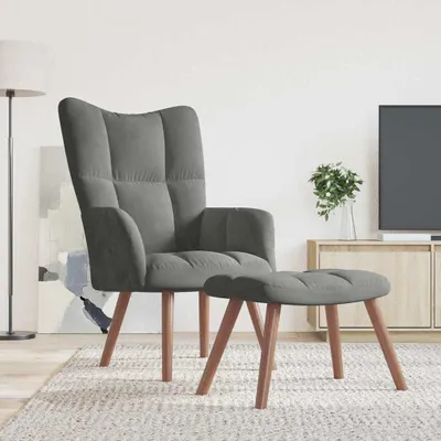 Immagine prodotto di vidaXL Poltrona relax con sgabello in velluto grigio scuro
