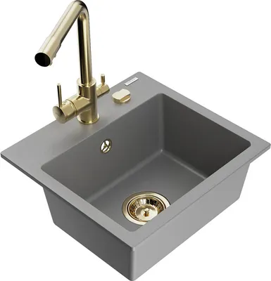 Produktbild von Mexen Milo 1-Becken-Granit-Spüle mit Mischbatterie Duero, Grau - 6505-71-671600-50